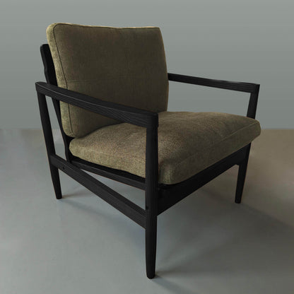 Traditional Vintage Rectangular Faux Oil-Waxed Leather Velvet  Rubberwood Accent Chair Backrest Armrest For Living Room