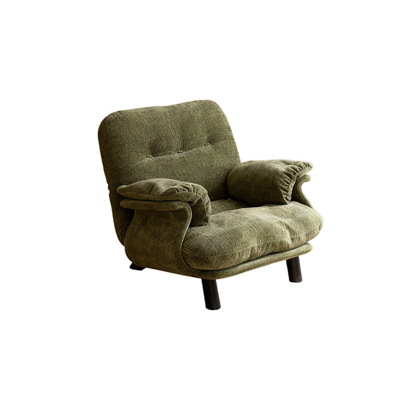 Traditional Vintage Rectangular Cotton-Linen Solid Wood Carbon Steel Accent Chair Backrest Armrest For Living Room