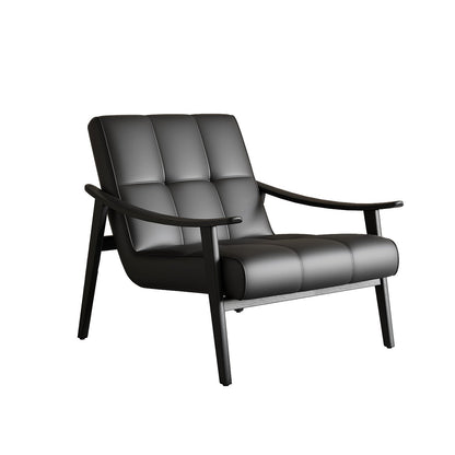 Contemporary Luxury Rectangular Curved Microfiber Leather Ash Wood Solid Wood Accent Chair Backrest Armrest For Living Room