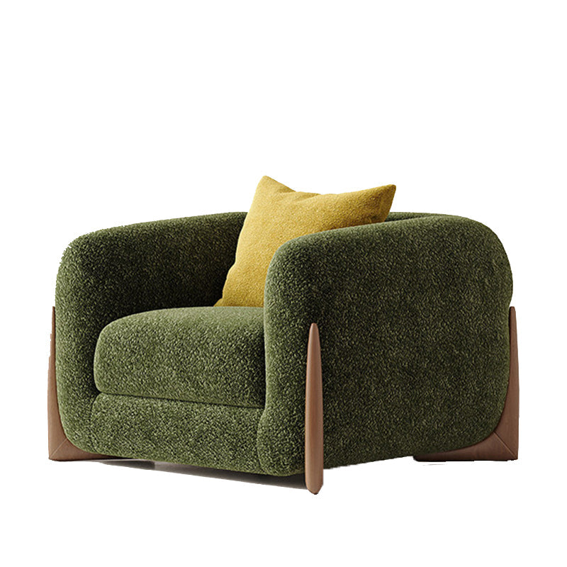 Contemporary Nordic Rectangular Sherpa Fabric Chenille Fabric Solid Wood Accent Chair Backrest Armrest For Living Room