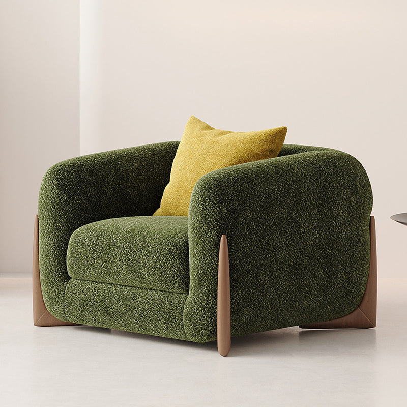 Contemporary Nordic Rectangular Sherpa Fabric Chenille Fabric Solid Wood Accent Chair Backrest Armrest For Living Room