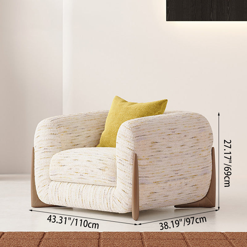 Contemporary Nordic Rectangular Sherpa Fabric Chenille Fabric Solid Wood Accent Chair Backrest Armrest For Living Room