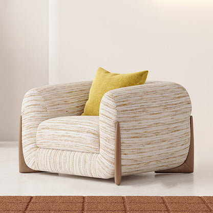 Contemporary Nordic Rectangular Sherpa Fabric Chenille Fabric Solid Wood Accent Chair Backrest Armrest For Living Room