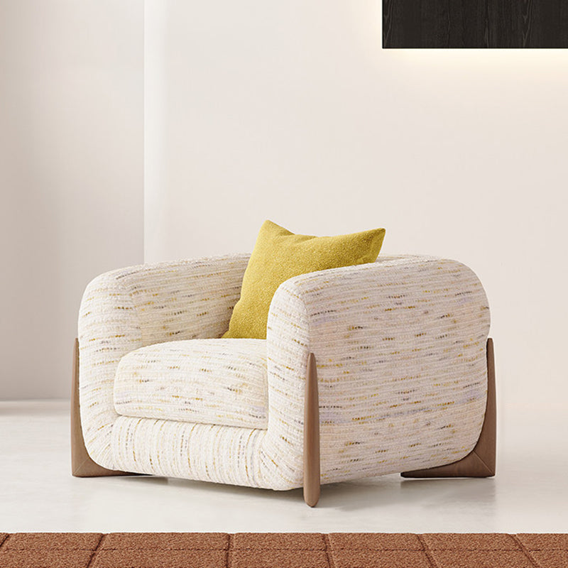 Contemporary Nordic Rectangular Sherpa Fabric Chenille Fabric Solid Wood Accent Chair Backrest Armrest For Living Room