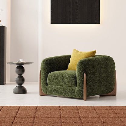 Contemporary Nordic Rectangular Sherpa Fabric Chenille Fabric Solid Wood Accent Chair Backrest Armrest For Living Room