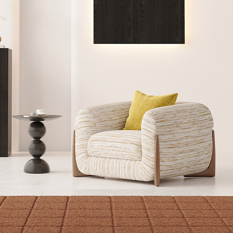 Contemporary Nordic Rectangular Sherpa Fabric Chenille Fabric Solid Wood Accent Chair Backrest Armrest For Living Room