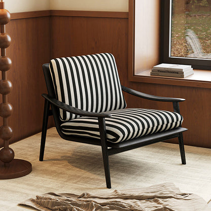 Modern Minimalist Curved Rectangular Jacquard Fabric Ash Wood Solid Wood Accent Chair Backrest Armrest For Living Room