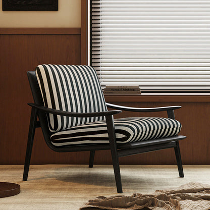 Modern Minimalist Curved Rectangular Jacquard Fabric Ash Wood Solid Wood Accent Chair Backrest Armrest For Living Room
