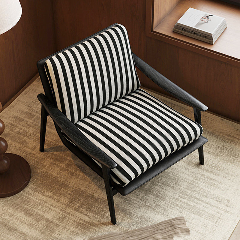 Modern Minimalist Curved Rectangular Jacquard Fabric Ash Wood Solid Wood Accent Chair Backrest Armrest For Living Room