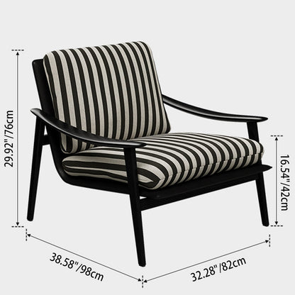 Modern Minimalist Curved Rectangular Jacquard Fabric Ash Wood Solid Wood Accent Chair Backrest Armrest For Living Room
