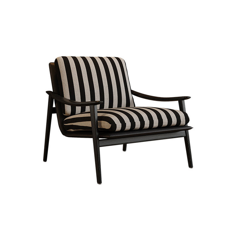 Modern Minimalist Curved Rectangular Jacquard Fabric Ash Wood Solid Wood Accent Chair Backrest Armrest For Living Room