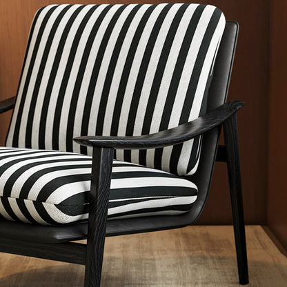 Modern Minimalist Curved Rectangular Jacquard Fabric Ash Wood Solid Wood Accent Chair Backrest Armrest For Living Room