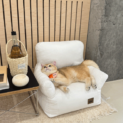 Modern Minimalist Rectangular Fabric PP Cotton Cat Bed Pet Accent Chair Backrest Armrest For Living Room
