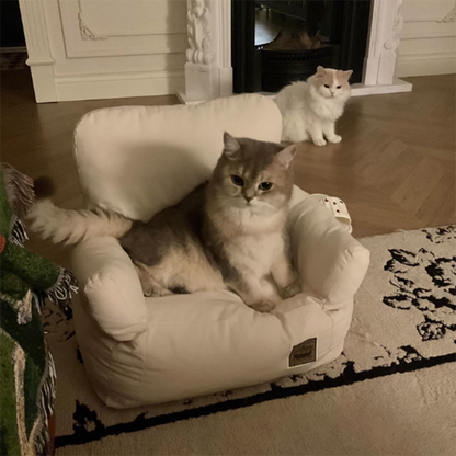 Modern Minimalist Rectangular Fabric PP Cotton Cat Bed Pet Accent Chair Backrest Armrest For Living Room