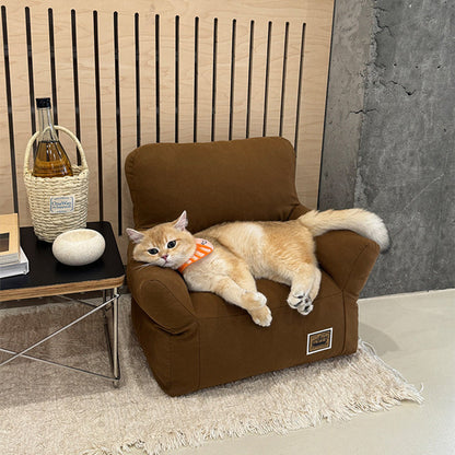 Modern Minimalist Rectangular Fabric PP Cotton Cat Bed Pet Accent Chair Backrest Armrest For Living Room