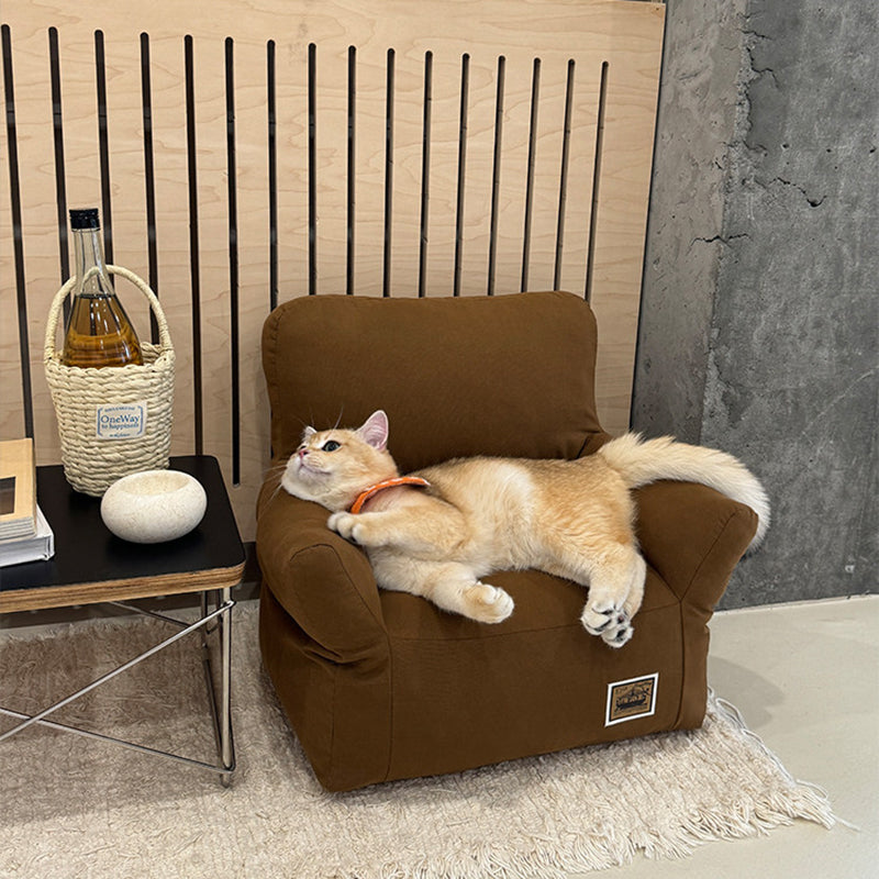 Modern Minimalist Rectangular Fabric PP Cotton Cat Bed Pet Accent Chair Backrest Armrest For Living Room