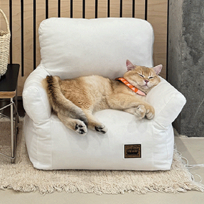 Modern Minimalist Rectangular Fabric PP Cotton Cat Bed Pet Accent Chair Backrest Armrest For Living Room
