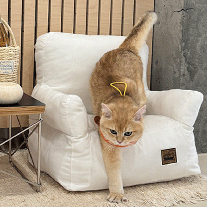 Modern Minimalist Rectangular Fabric PP Cotton Cat Bed Pet Accent Chair Backrest Armrest For Living Room