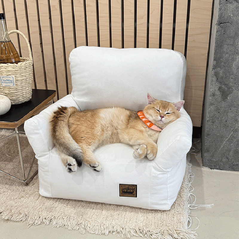 Modern Minimalist Rectangular Fabric PP Cotton Cat Bed Pet Accent Chair Backrest Armrest For Living Room