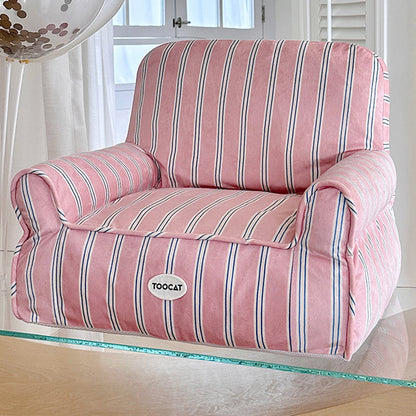 Modern Minimalist Rectangular Fabric PP Cotton Cat Bed Pet Accent Chair Backrest Armrest For Living Room