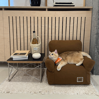 Modern Minimalist Rectangular Fabric PP Cotton Cat Bed Pet Accent Chair Backrest Armrest For Living Room