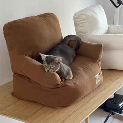 Modern Minimalist Rectangular Fabric PP Cotton Cat Bed Pet Accent Chair Backrest Armrest For Living Room