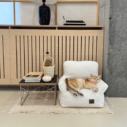 Modern Minimalist Rectangular Fabric PP Cotton Cat Bed Pet Accent Chair Backrest Armrest For Living Room