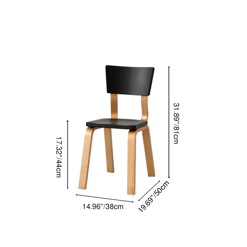 Contemporary Nordic Rectangular Birch Plywood Dining Chair Backrest Armless For Dining Room & Kitchen