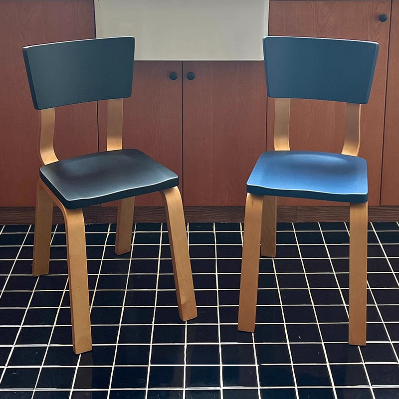Contemporary Nordic Rectangular Birch Plywood Dining Chair Backrest Armless For Dining Room & Kitchen