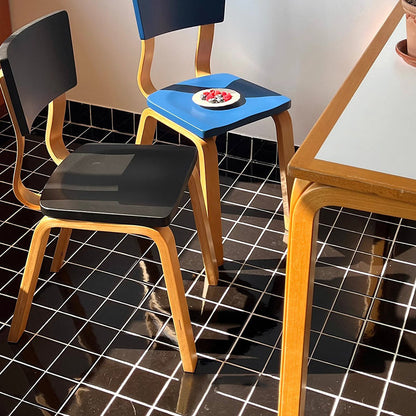 Contemporary Nordic Rectangular Birch Plywood Dining Chair Backrest Armless For Dining Room & Kitchen