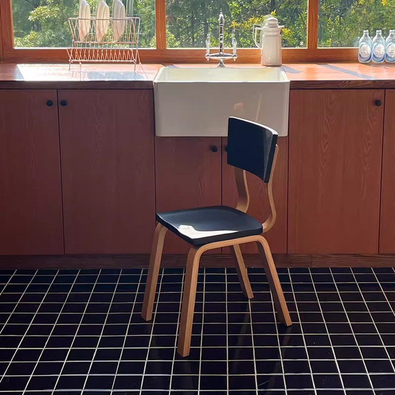 Contemporary Nordic Rectangular Birch Plywood Dining Chair Backrest Armless For Dining Room & Kitchen