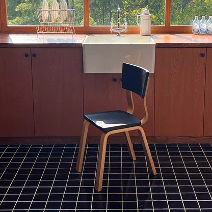 Contemporary Nordic Rectangular Birch Plywood Dining Chair Backrest Armless For Dining Room & Kitchen