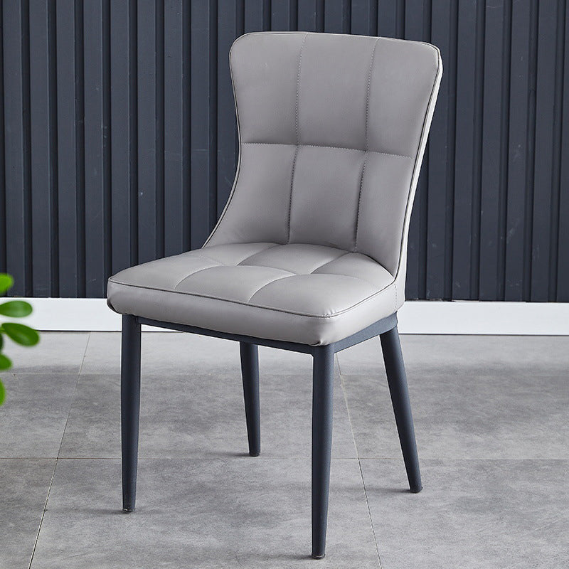 Contemporary Luxury Rectangular PU Leather Carbon Steel Dining Chair Backrest Armless For Dining Room & Kitchen