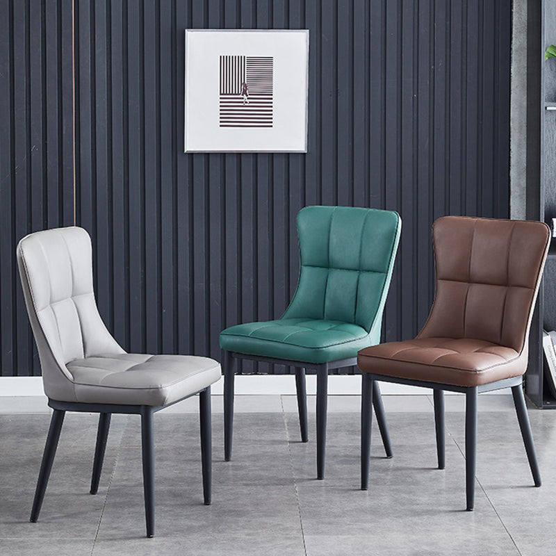 Contemporary Luxury Rectangular PU Leather Carbon Steel Dining Chair Backrest Armless For Dining Room & Kitchen
