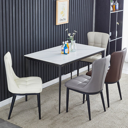 Contemporary Luxury Rectangular PU Leather Carbon Steel Dining Chair Backrest Armless For Dining Room & Kitchen