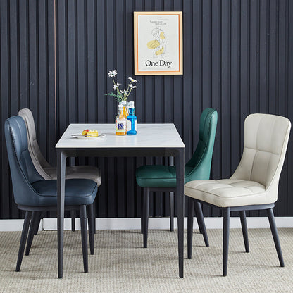 Contemporary Luxury Rectangular PU Leather Carbon Steel Dining Chair Backrest Armless For Dining Room & Kitchen