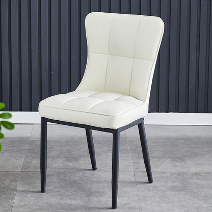 Contemporary Luxury Rectangular PU Leather Carbon Steel Dining Chair Backrest Armless For Dining Room & Kitchen