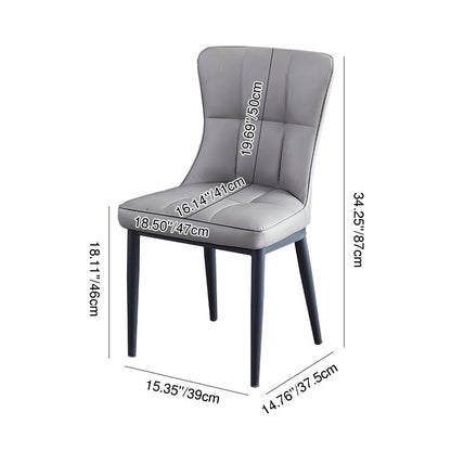 Contemporary Luxury Rectangular PU Leather Carbon Steel Dining Chair Backrest Armless For Dining Room & Kitchen