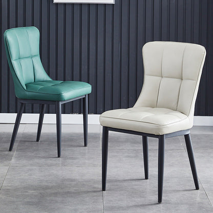 Contemporary Luxury Rectangular PU Leather Carbon Steel Dining Chair Backrest Armless For Dining Room & Kitchen
