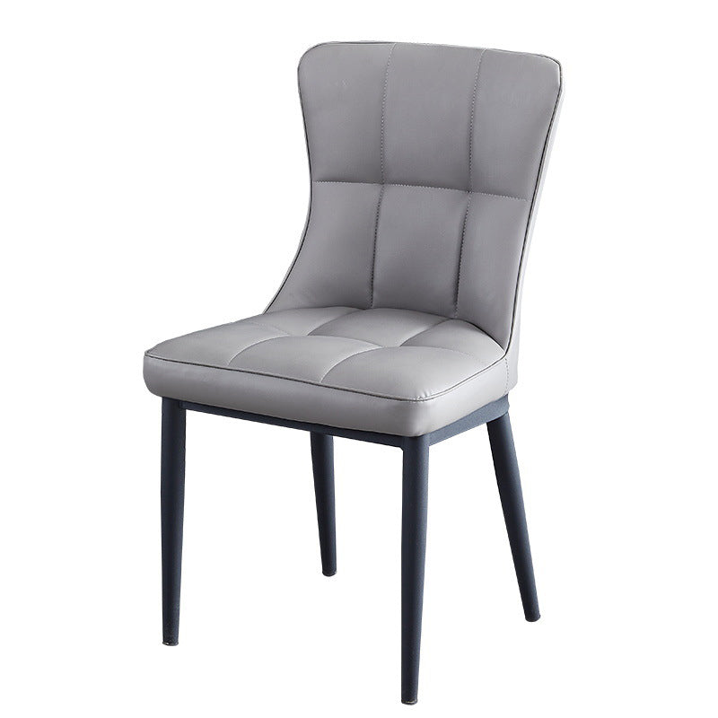 Contemporary Luxury Rectangular PU Leather Carbon Steel Dining Chair Backrest Armless For Dining Room & Kitchen