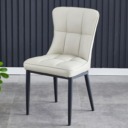 Contemporary Luxury Rectangular PU Leather Carbon Steel Dining Chair Backrest Armless For Dining Room & Kitchen