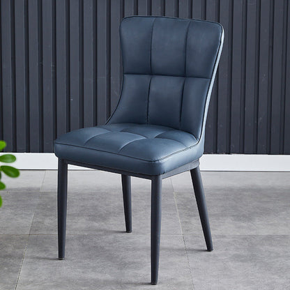 Contemporary Luxury Rectangular PU Leather Carbon Steel Dining Chair Backrest Armless For Dining Room & Kitchen