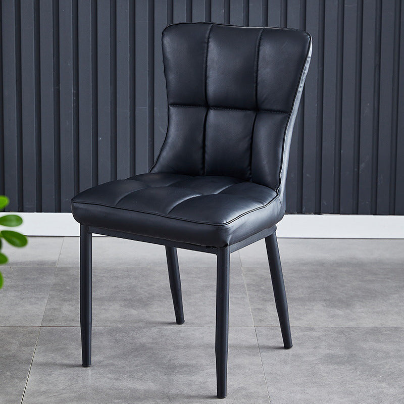 Contemporary Luxury Rectangular PU Leather Carbon Steel Dining Chair Backrest Armless For Dining Room & Kitchen