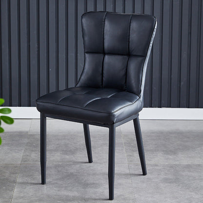 Contemporary Luxury Rectangular PU Leather Carbon Steel Dining Chair Backrest Armless For Dining Room & Kitchen