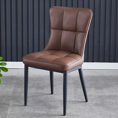 Contemporary Luxury Rectangular PU Leather Carbon Steel Dining Chair Backrest Armless For Dining Room & Kitchen