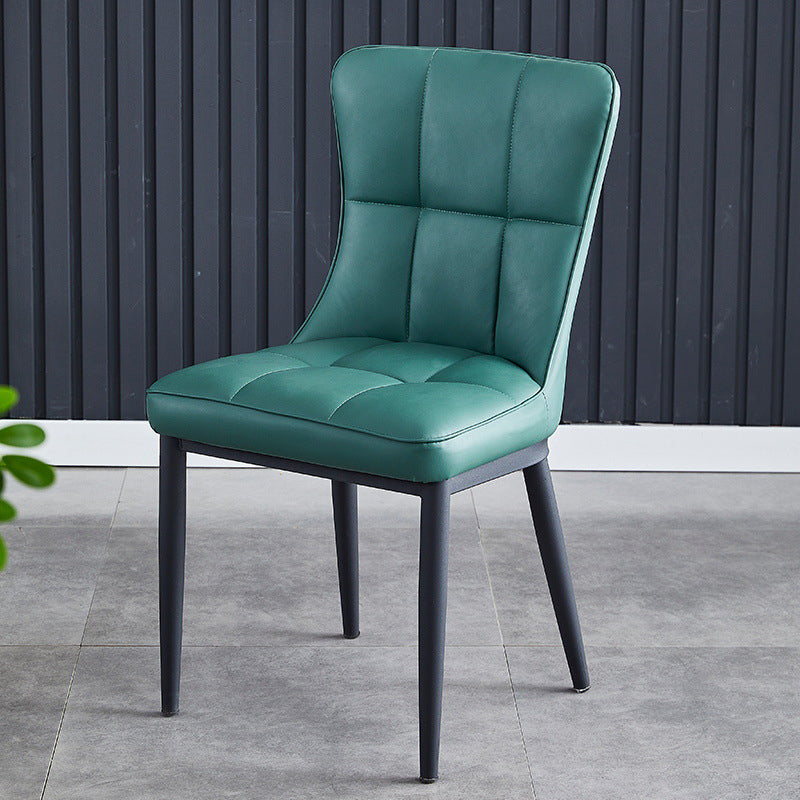 Contemporary Luxury Rectangular PU Leather Carbon Steel Dining Chair Backrest Armless For Dining Room & Kitchen