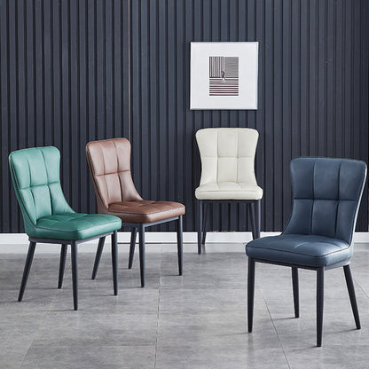 Contemporary Luxury Rectangular PU Leather Carbon Steel Dining Chair Backrest Armless For Dining Room & Kitchen