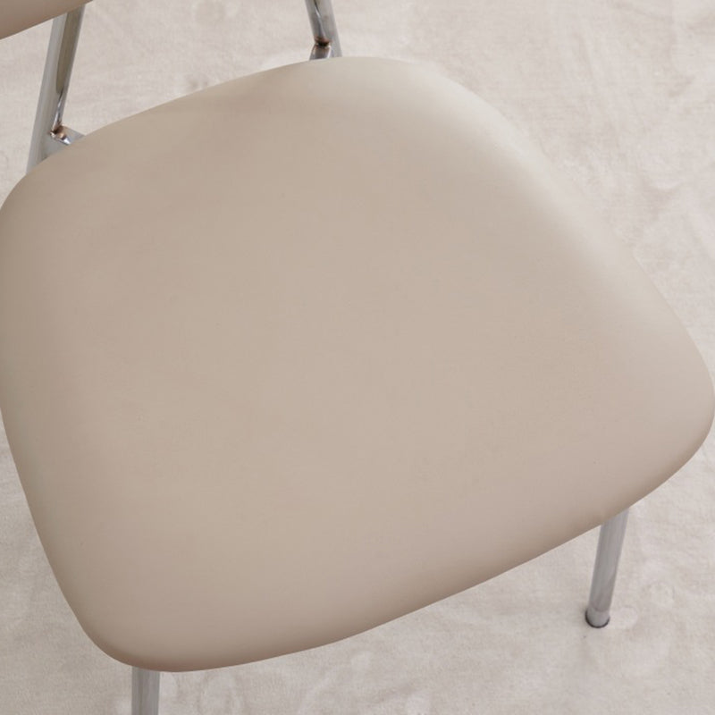 Contemporary Nordic Rectangular Triangular Microfiber Leather Carbon Steel Dining Chair Backrest Armless For Dining Room & Kitchen