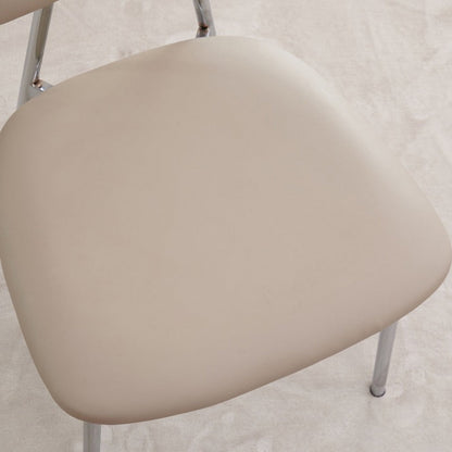 Contemporary Nordic Rectangular Triangular Microfiber Leather Carbon Steel Dining Chair Backrest Armless For Dining Room & Kitchen