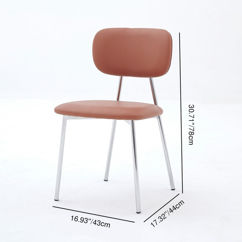 Contemporary Nordic Rectangular Triangular Microfiber Leather Carbon Steel Dining Chair Backrest Armless For Dining Room & Kitchen